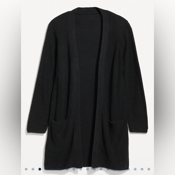 Textured Long-Line Open-Front Cardigan - Picture 3 of 3